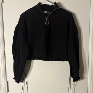 Capsule Black Cropped Hoodie